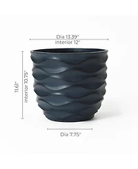 LuxenHome -Inch Round Waves MgO Planter