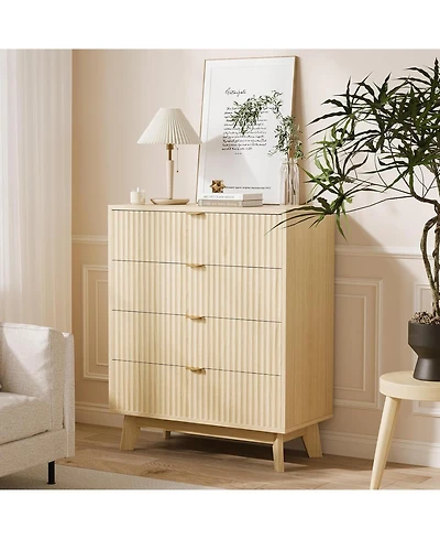 gaomon Fluted Dresser for Bedroom with Drawer, Mid Century Modern Chest of Drawers