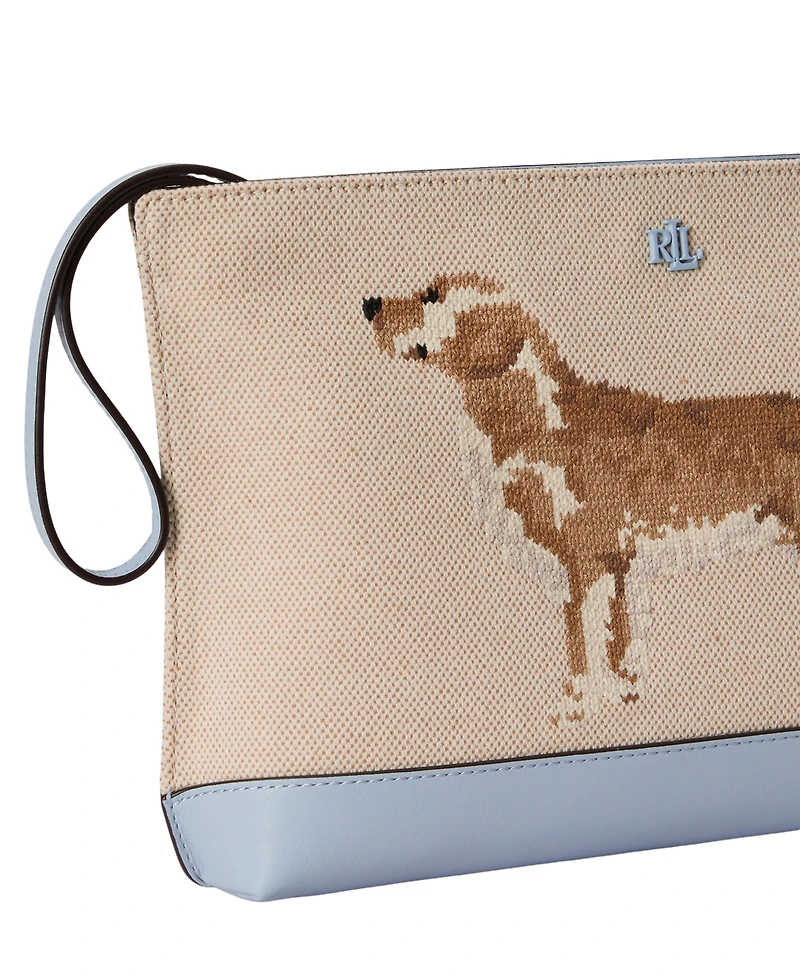 Lauren Ralph Lauren Dog-Embroidered Large Canvas Wallet
