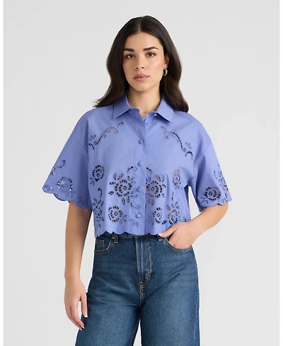 Nvlt Women's Eyelet Camp Shirt