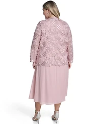 Jessica Howard Plus Mesh Jacket and Sleeveless Fit & Flare Dress, 2-Piece Set