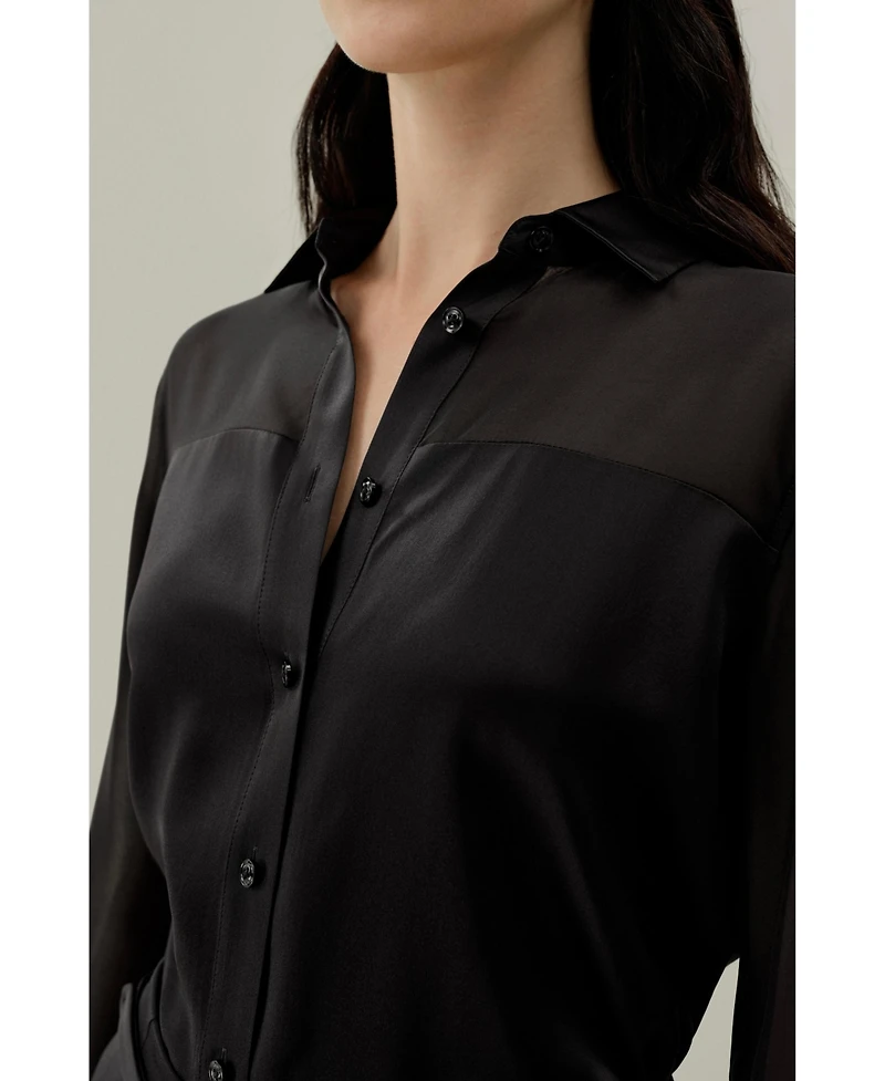 Lilysilk Women's Button Down Silk Organza Shirt