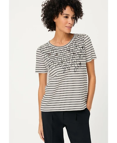 Olsen Women's Embrodiered Stripe T-Shirt