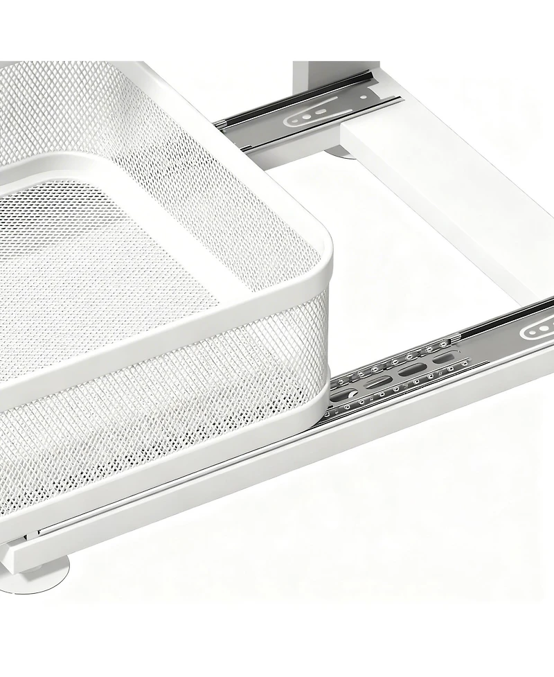 Yigii 2-Tier Under Cabinet Organizer with Ball-Bearing Slides for Easy Access & Adjustable Height