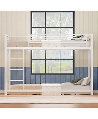 Streamdale Furniture Twin Over Twin Metal Bunk Bed with Guard Rails & Ladder, Space-Saving