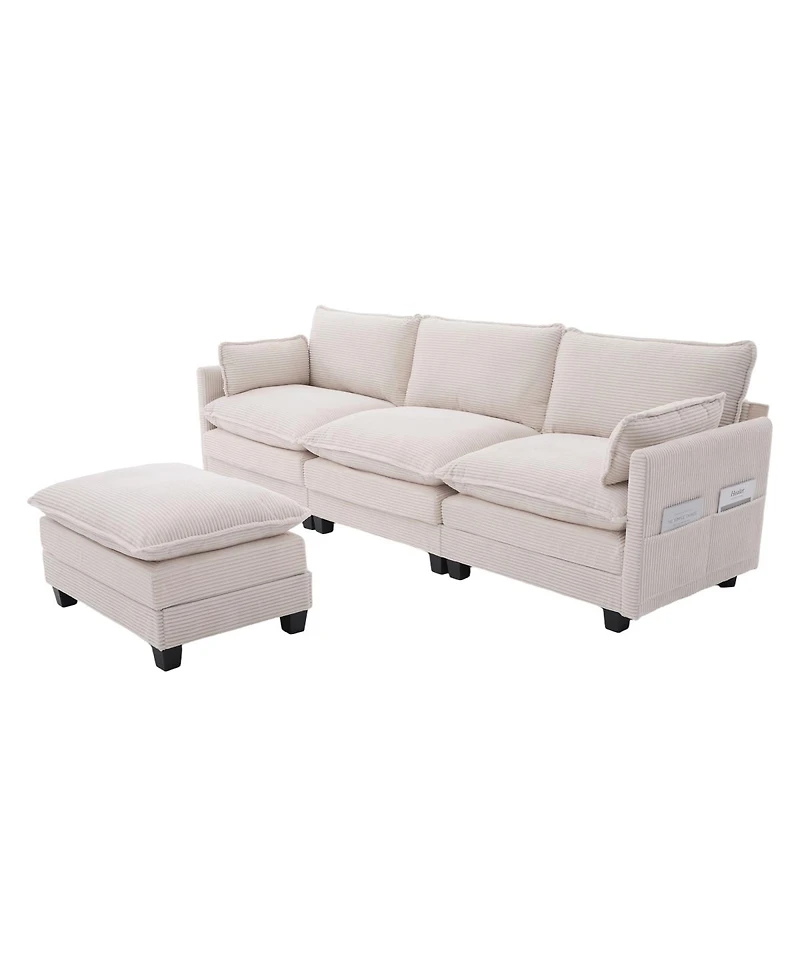 Streamdale Furniture 102" Oversized Modular Sectional Sofa with Movable Ottoman