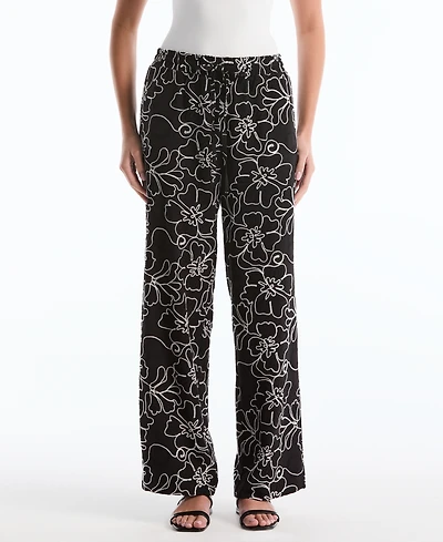 Rafaella Petite Floral Embroidered Drawstring Pants