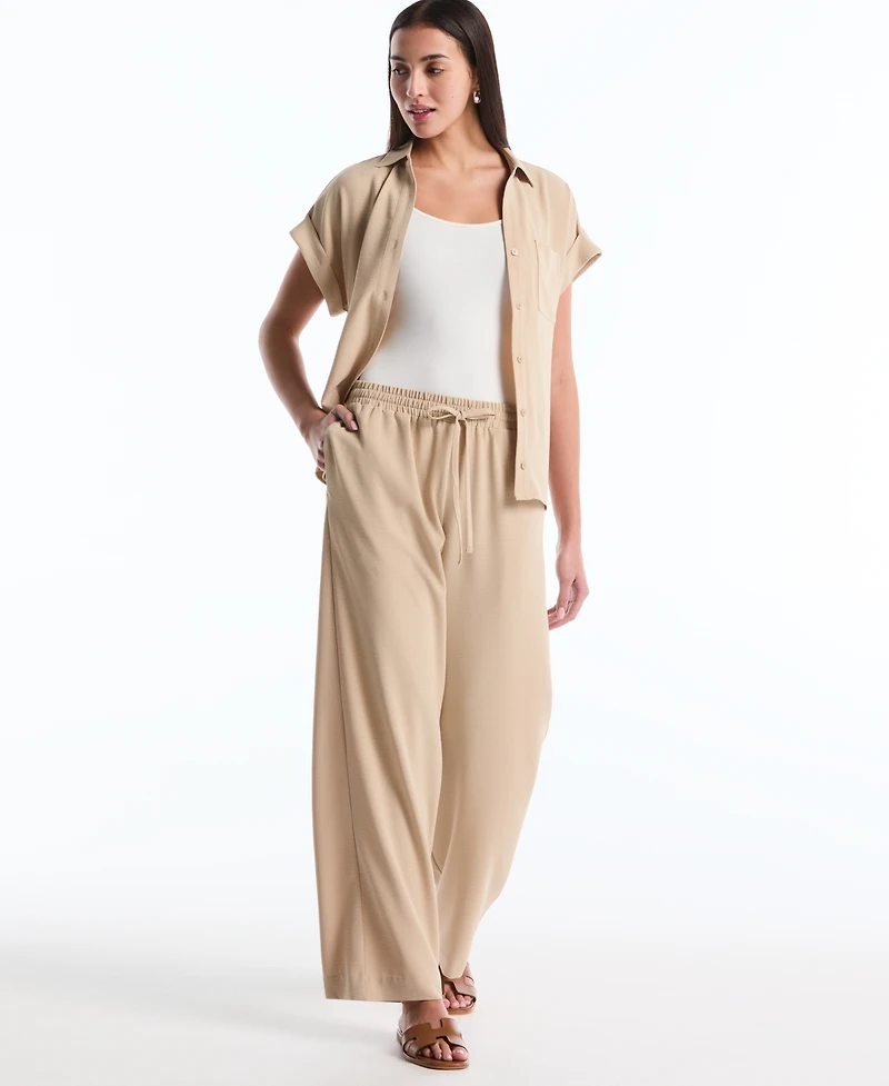 Rafaella Petite Drawstring Wide-Leg Pants