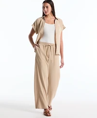 Rafaella Petite Drawstring Wide-Leg Pants