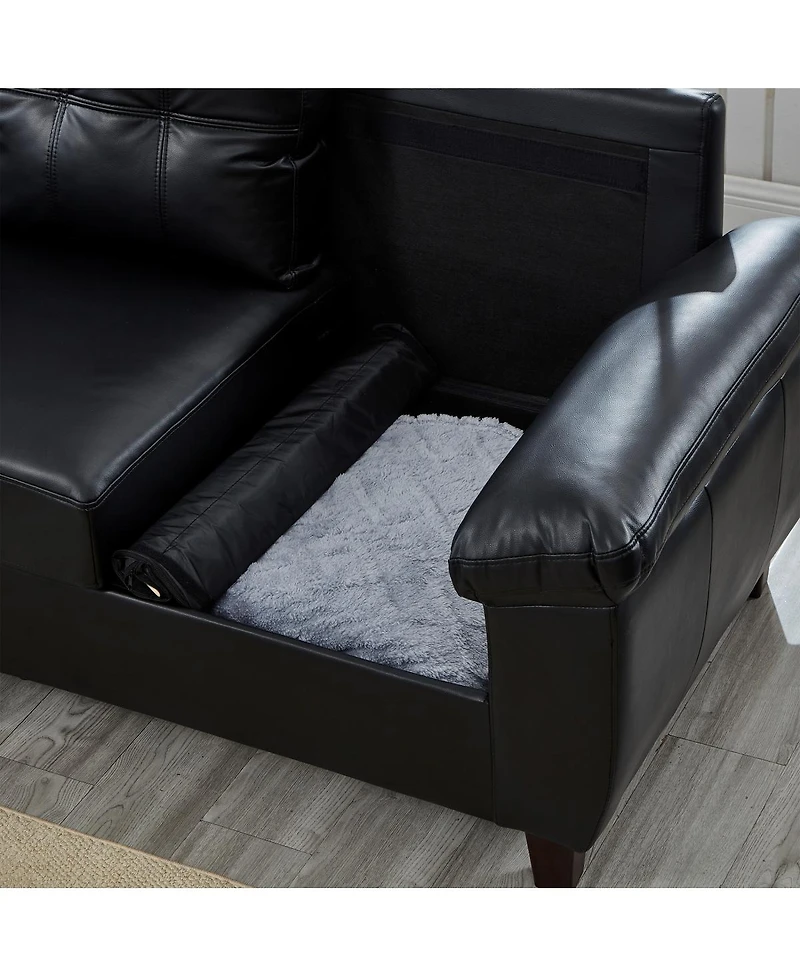 Streamdale Furniture 59" Modern Faux Leather Loveseat Sofa with Storage and Big Armrests