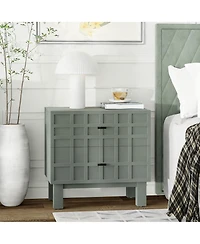Yigii Light Green Nightstand with Grid Design