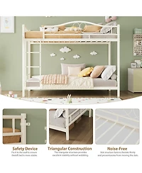 gaomon Bunk Bed Twin Over Twin, Heavy Duty Metal with Safety Guardrail & Ladder, 400 Lbs Weight Capacity, Space-Saving Design