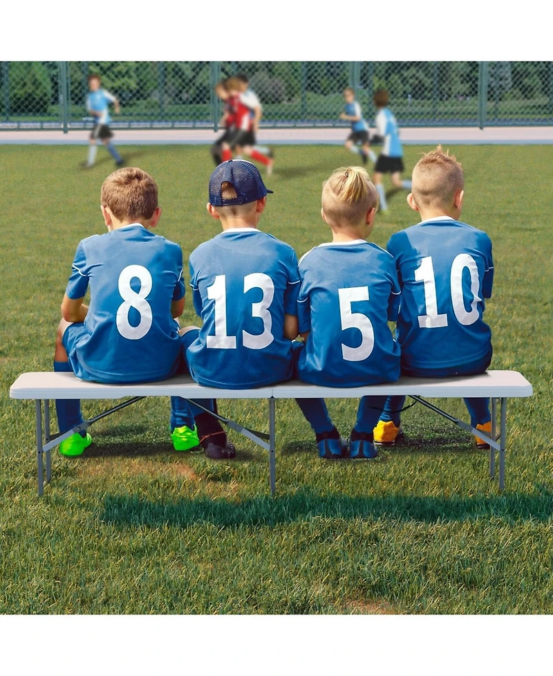 gaomon 6 Foot 2 Pack Folding Bench Seat, Portable Plastic Bench Carry Handle and Smooth Hdpe Tabletop for Camping