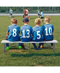 gaomon 6 Foot 2 Pack Folding Bench Seat, Portable Plastic Bench Carry Handle and Smooth Hdpe Tabletop for Camping