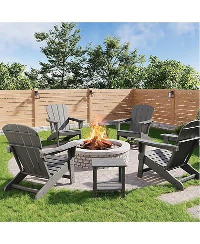 gaomon Modern Hdpe Plastic Adirondack Chair Set of 4 with 2 Side Table