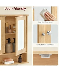 Yigii Bathroom Mirror Cabinet with 2 Doors, Adjustable Shelf, Open Compartment, Easy Assembly
