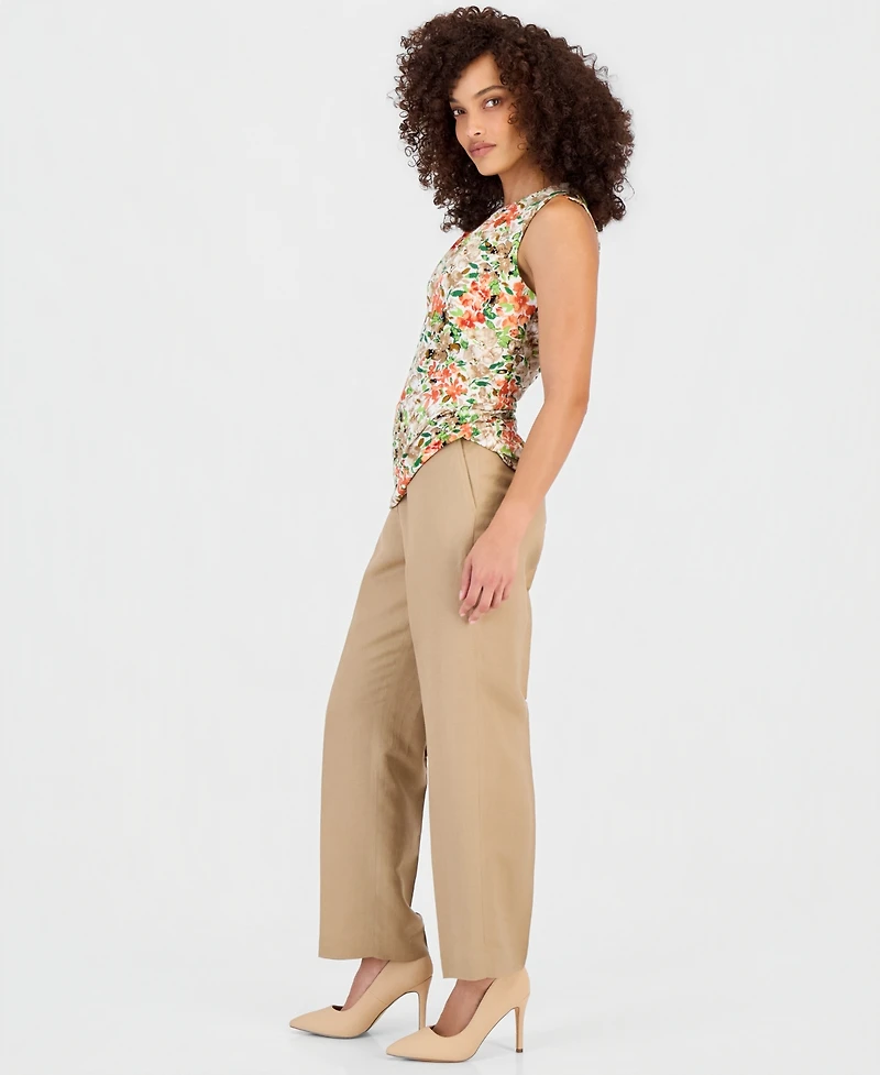 Kasper Petite Mid Rise Straight-Leg Pull-On Ankle Pants