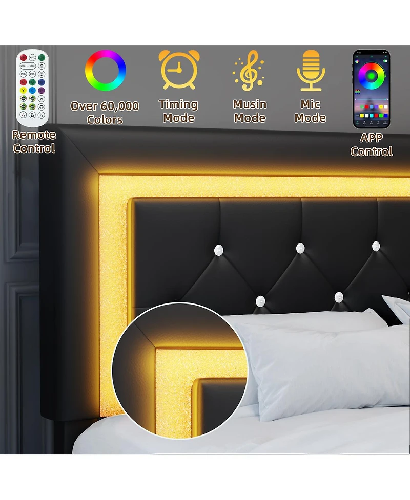 Streamdale Furniture Queen Size Bed Frame with Led Headboard