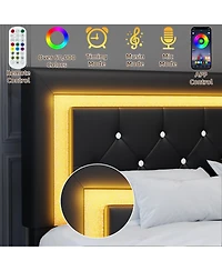 Streamdale Furniture Queen Size Bed Frame with Led Headboard