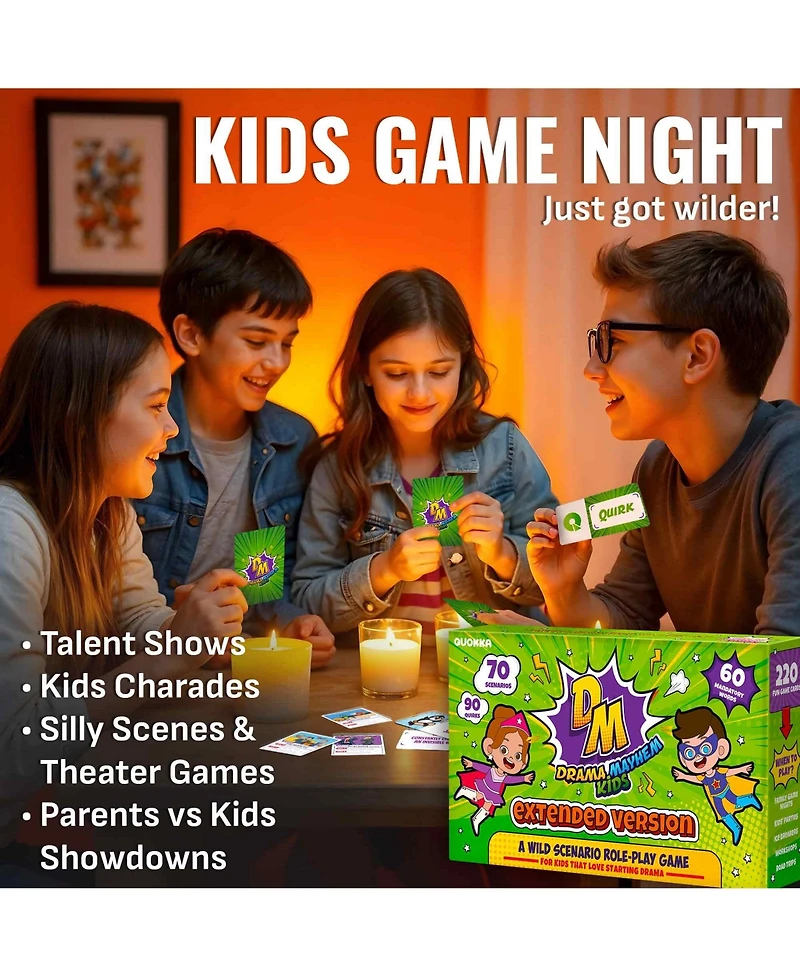 Quokka Charades & Guessing Game for Kids & Teens - 220 Hilarious Scenarios & Quirk Cards