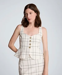 Kenneth Cole Women's Windowpane Plaid Peplum Vest