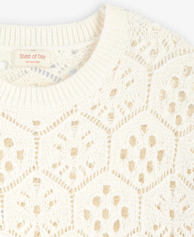State of Day Women's Short-Sleeve Crochet Sweater, Macy's Exclusive