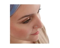 Curata Jewelry Solid 14k Gold 20G Cubic Zirconia Evil Eye Nose Stud Ring Body Piercing Stud