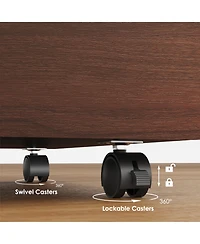 Rainsken 3-Drawer Vertical Filing Cabinet, Wood Mobile File Cabinet, Storage Cabinet with Wheels, Under Desk for Home Office