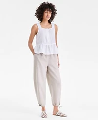 Charter Club Womens 100 Linen Drawstring Barrel Leg Pants Macys Exclusive