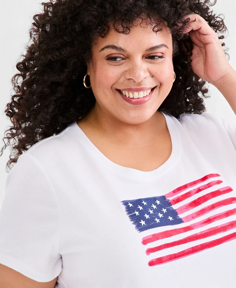 Style & Co Plus Perfect Short-Sleeve Open-Crewneck T-Shirt