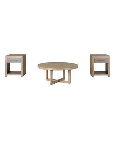 Portmore 3-Pc. Wood Round Coffee Table and End Table Set