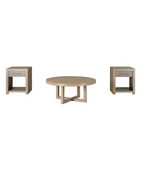 Portmore 3-Pc. Wood Round Coffee Table and End Table Set