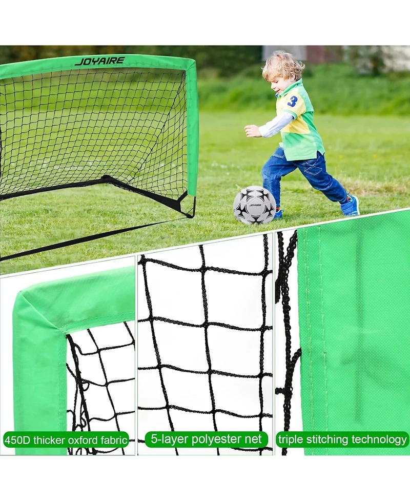 Joyaire Pro-Grade 4x3ft Pop-Up Soccer Goal for Kids – Durable 5-Layer Tear-Resistant Net & 10mm Poles, Portable Training Set with 4 Ball