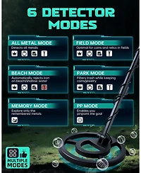 Joyaire Professional Metal Detector for Adults, Waterproof Gold Finder with Dsp Chip, 6 Modes, 11" Coil & Backlit Lcd for Beach and Field