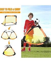 Joyaire Pro-Grade Kids Backyard Soccer Goal, Tear-Resistant 5-Layer Polyester Net & 10mm Poles, 7x5ft Portable Pop Up Training Set with 4 Ball