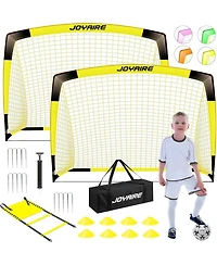Joyaire 2 Set Pro-Grade Kids Backyard Soccer Goal, Tear-Resistant 5-Layer Polyester Net, Portable Pop Up Training Set