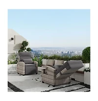 gaomon Adjustable Outdoor Wicker Recliner Chair, Patio Lounge Seating with Flip-Up Side Table