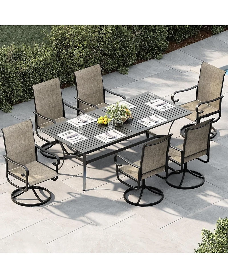 gaomon Patio 360°Swivel Chairs Set of 2,Outdoor Rocking Dining Chairs with All-Weather Textilene Fabric, Deck Rocker Seat with High Back f