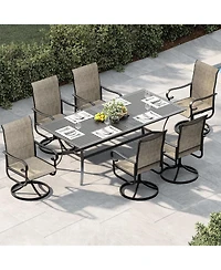 gaomon Patio 360°Swivel Chairs Set of 2，Outdoor Rocking Dining Chairs with All-Weather Textilene Fabric, Deck Rocker Seat with High Back f