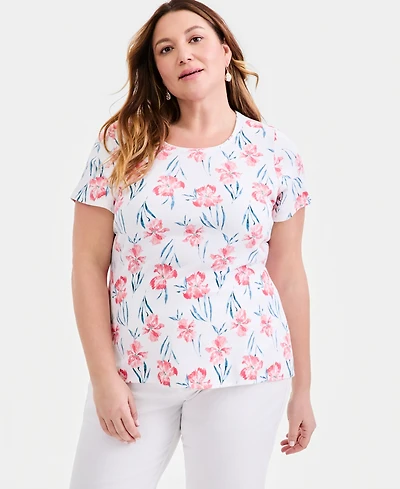 Style & Co Women's Plus Size Short-Sleeve Scoop-Neck Top, Exclusively at Macy's