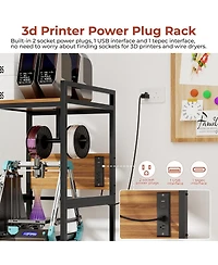 Streamdale Furniture 3D Printer Stand with Filament Storage & Power Panel, Metal Frame Workstation