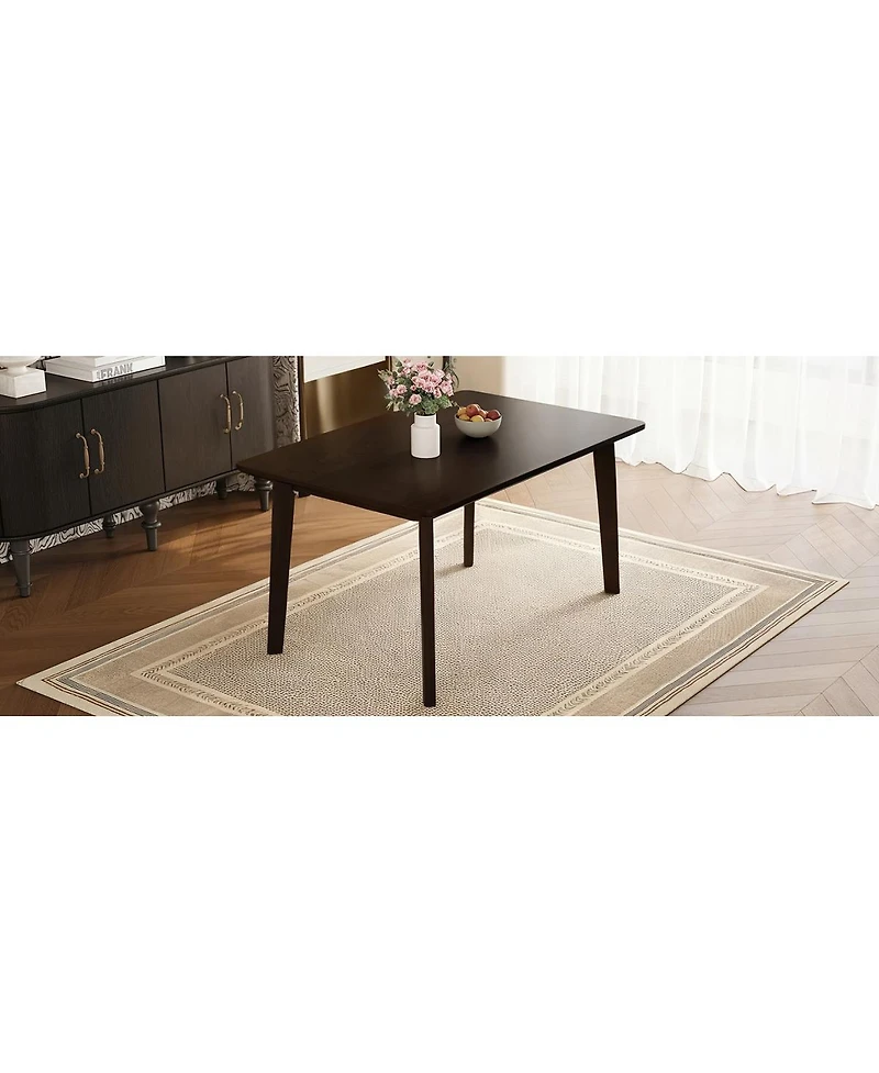 Streamdale Rustic Farmhouse Dining Table - Solid Wood, Modern Espresso