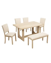 Streamdale Furniture 6-Piece Dining Table Set with Bench Upholstered Chairs