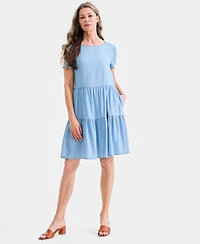 Style & Co Women's Chambray Tiered Dress, Macy's Exclusive