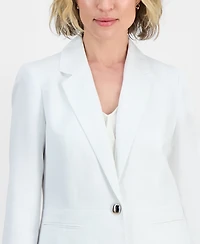 Kasper Women's Linen Notched Collar One-Button Blazer