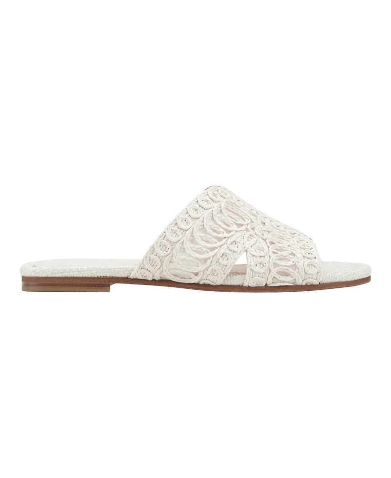 Marc Fisher Ltd Women's Nalany Lace Flat Slip-On Sandals