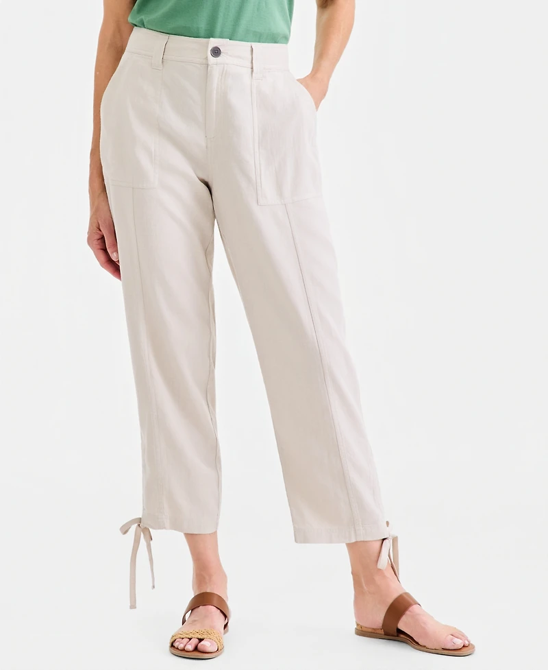 Style & Co Women's Tie-Hem Linen-Blend Pants, Macy's Exclusive