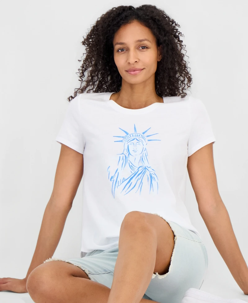 Style & Co Women's Americana Graphic Short-Sleeve Crewneck T-Shirt, Macy's Exclusive