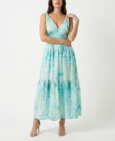 Taylor Women's Smocked Waist V-Neck Dress