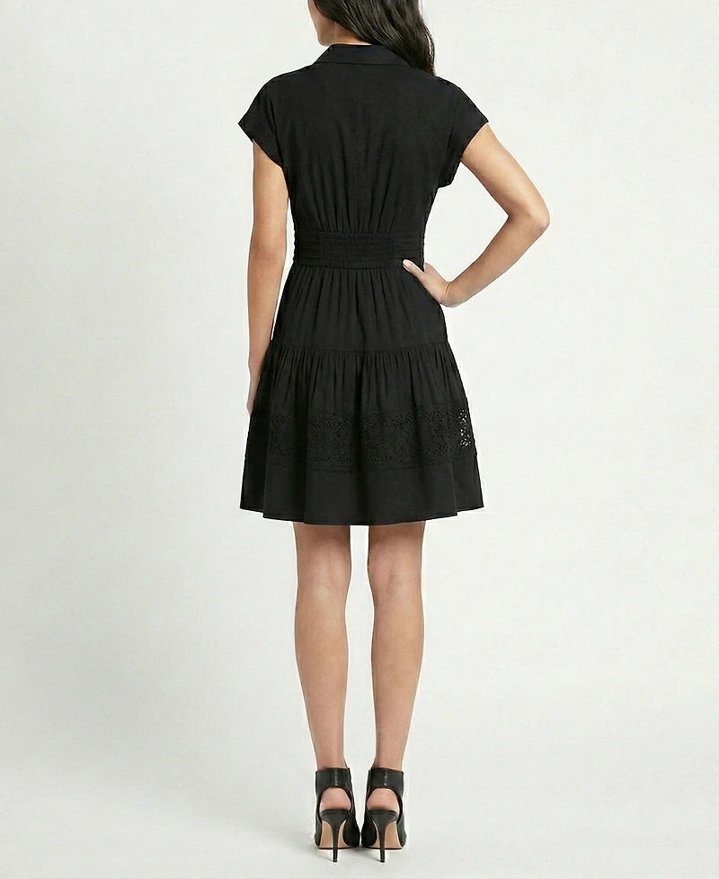 Taylor Women's Tiered A-Line V-Neck Shirt Dress